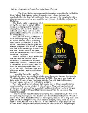 Fab, an Intimate Life of Paul Mccartney by Howard Sounes