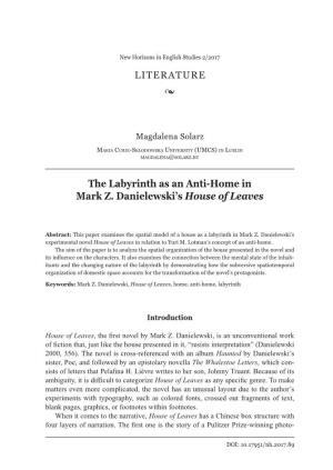The Labyrinth As an Anti-Home in Mark Z