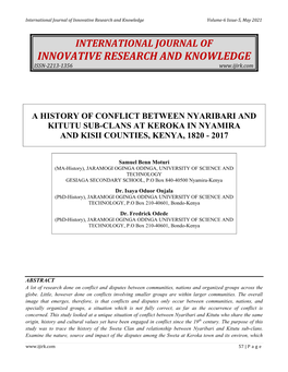 International Journal of Innovative Research and Knowledge Volume-6 Issue-5, May 2021