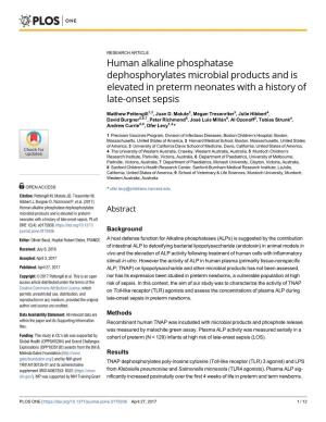 Human Alkaline Phosphatase Dephosphorylates Microbial Products and Is Elevated in Preterm Neonates with a History of Late-Onset Sepsis