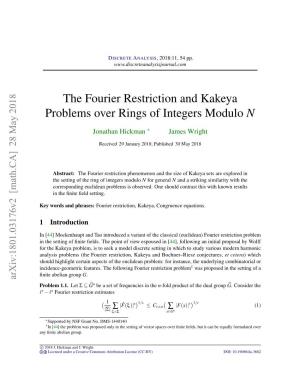 The Fourier Restriction and Kakeya Problems Over Rings of Integers Modulo N