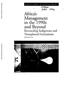 Africa's Management in the 1990S and Beyond