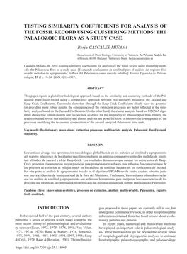 Testing Similarity Coefficients for Analysis of the Fossil Record Using Clustering Methods: the Palaeozoic Flora As a Study Case