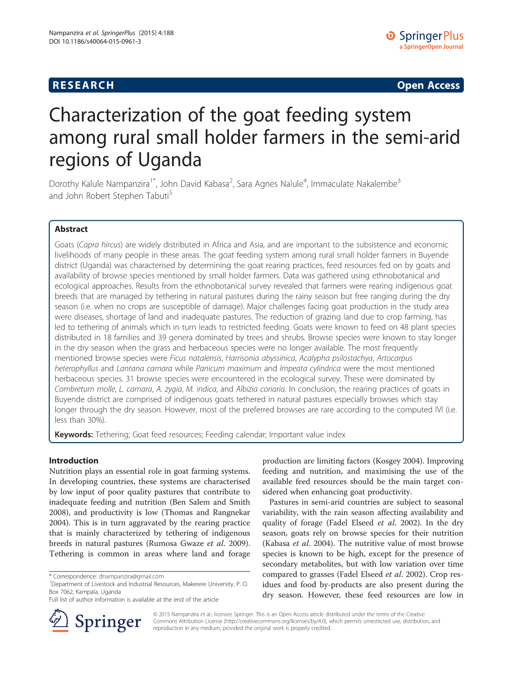 Characterization of the Goat Feeding System Among Rural Small