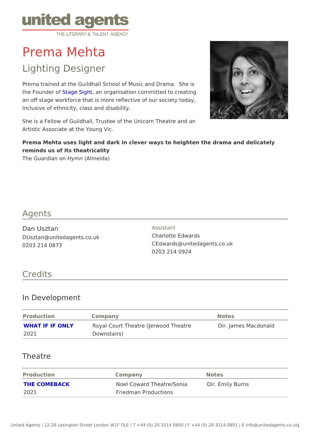 Prema Mehta Lighting Designer