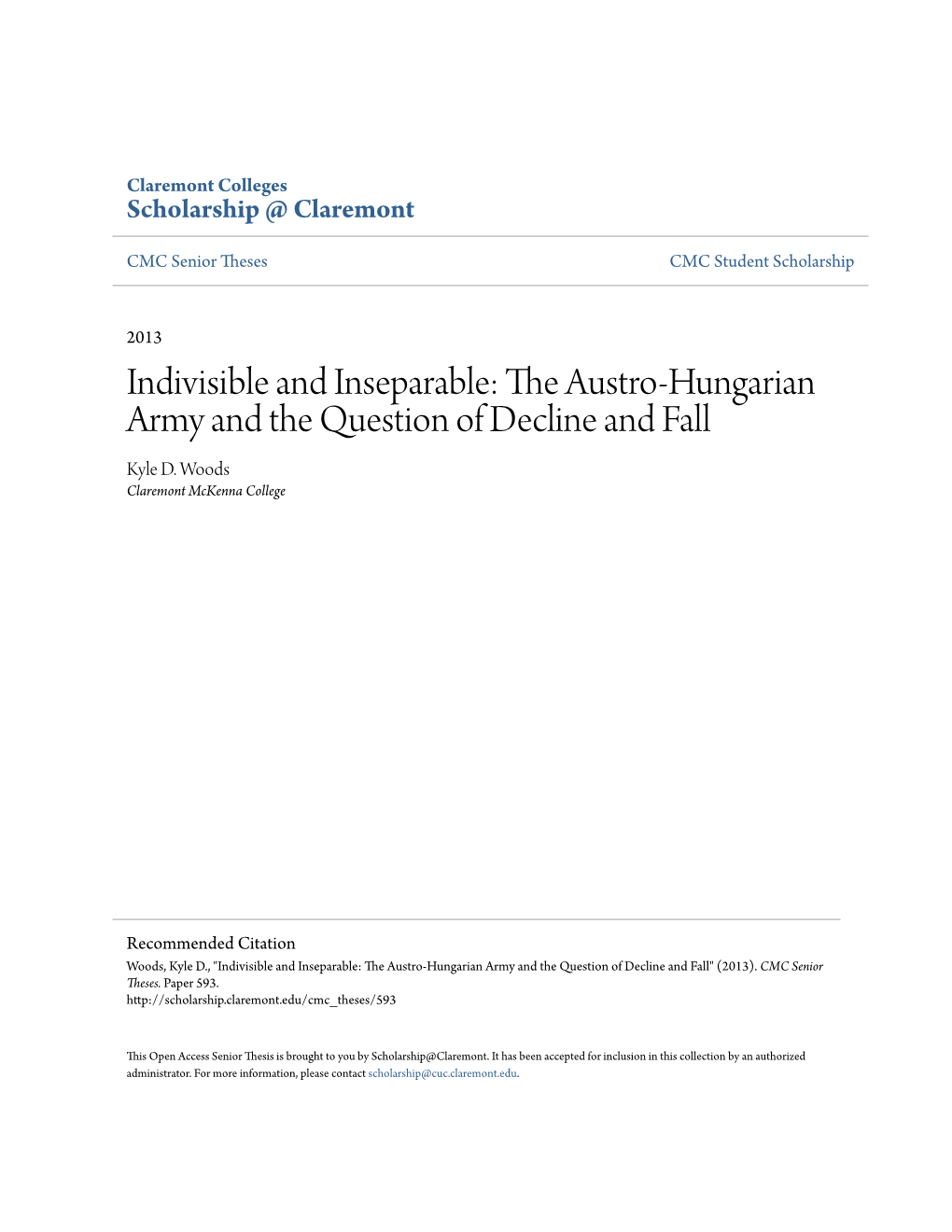 The Austro-Hungarian Army and the Question of Decline and Fall Kyle D