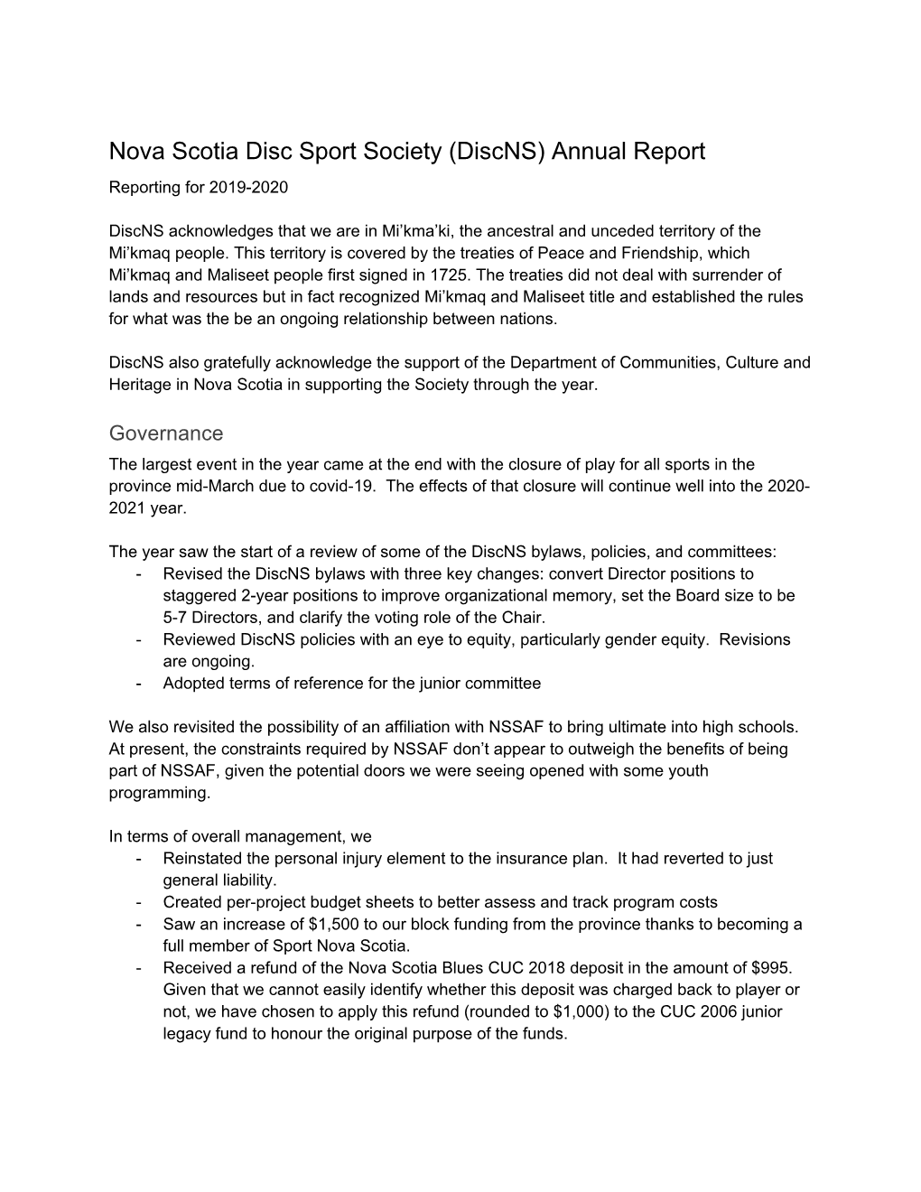 2019-2020 Annual Report