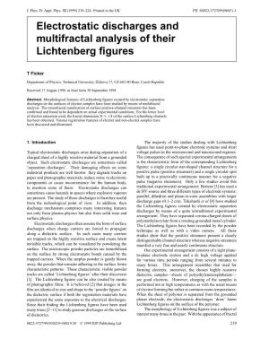 Electrostatic Discharges and Multifractal Analysis of Their Lichtenberg ﬁgures
