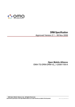 DRM Specification Approved Version 2.1 – 06 Nov 2008