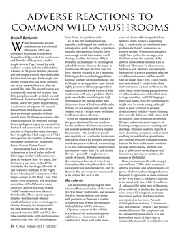 Adverse Reactions to Common Wild Mushrooms