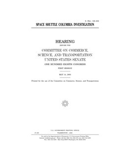 Space Shuttle Columbia Investigation Hearing