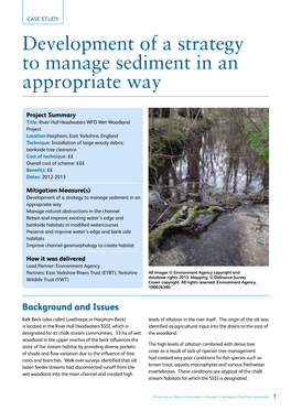 River Hull Headwaters WFD Wet Woodland Project (Sediment)