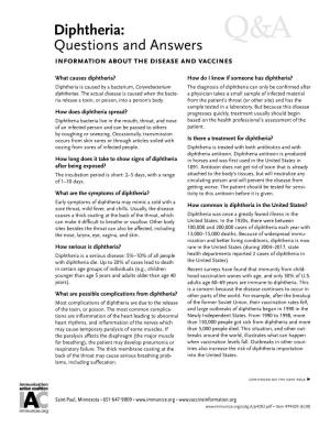 Diphtheria: Questions and Answers Q&A Information About the Disease and Vaccines