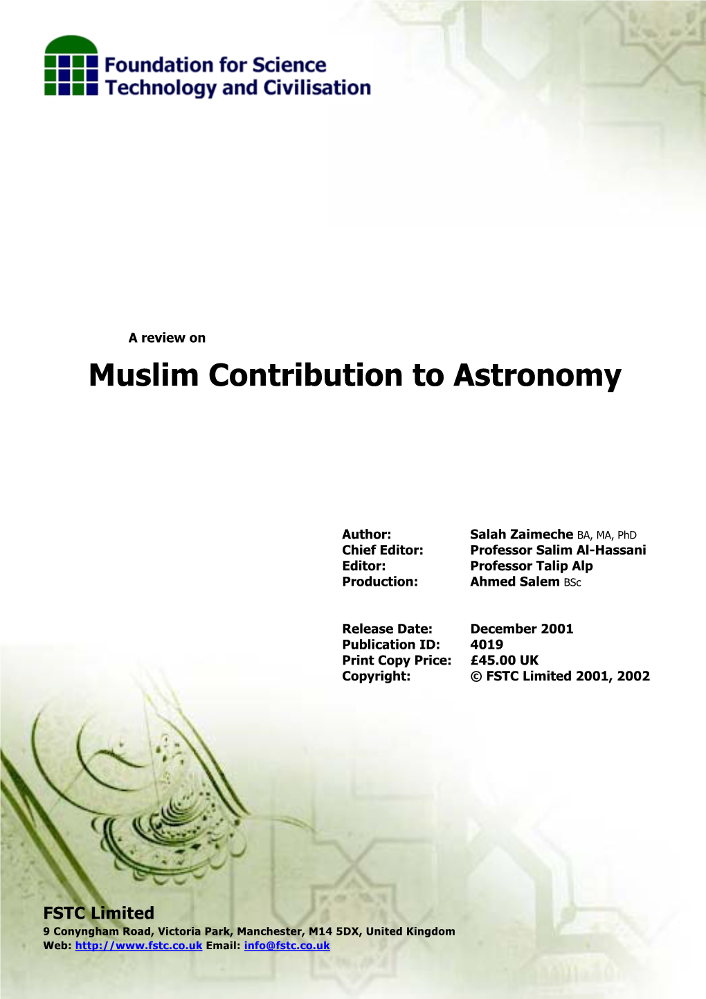 Muslim Contribution to Astronomy