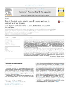 Role of the Nitric Oxide-Soluble Guanylyl Cyclase Pathway In