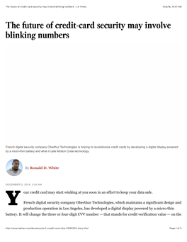The Future of Credit-Card Security May Involve Blinking Numbers - LA Times 12/5/16, 10:41 AM