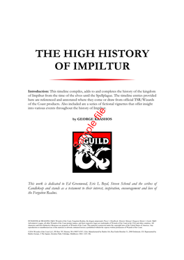 The High History of Impiltur