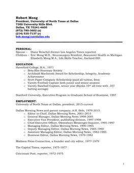 Bob Mong Resume