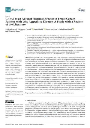 GATA3 As an Adjunct Prognostic Factor in Breast Cancer Patients with Less Aggressive Disease: a Study with a Review of the Literature