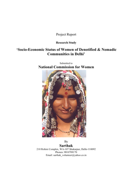 Socio-Economic Status of Women of Denotified & Nomadic Communities in Delhi