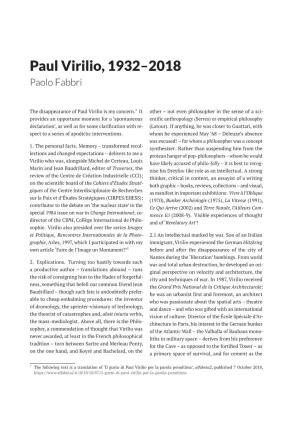 RADICAL PHILOSOPHY 2.03 / December 2018 for Virilio, Temporal Synchronisation Pollutes Dis- Panoptical Observation to the Most Private of Traces