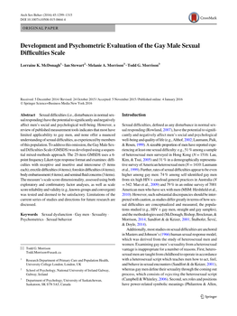Development and Psychometric Evaluation of the Gay Male Sexual Difﬁculties Scale