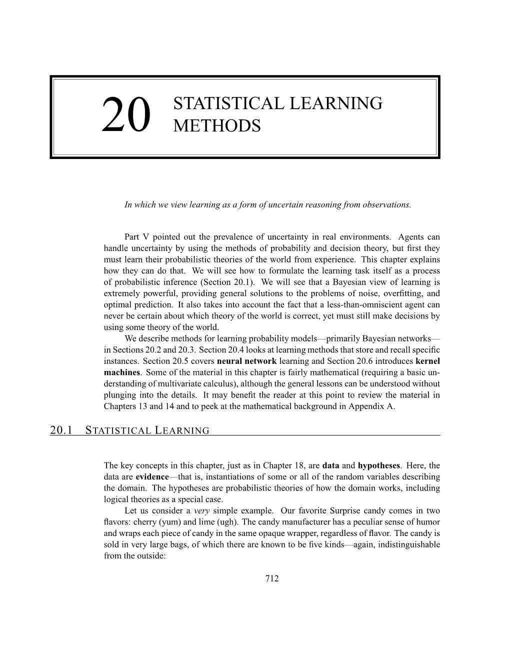 20 Statistical Learning Methods