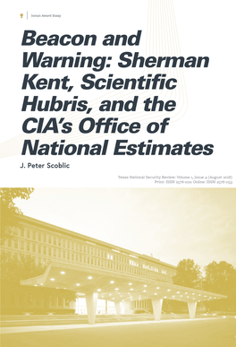 Sherman Kent, Scientific Hubris, and the CIA's Office of National Estimates