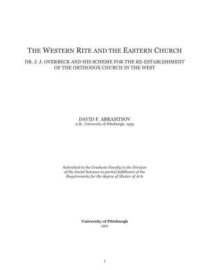 The Western Rite and the Eastern Church Dr