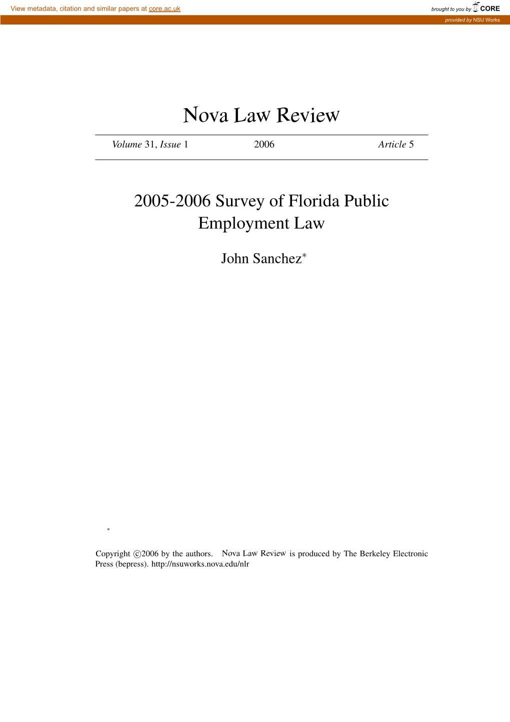 2005-2006 Survey of Florida Public Employment Law