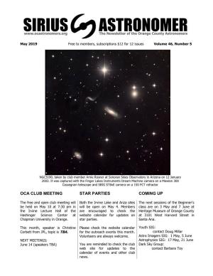 SIRIUS ASTRONOMER the Newsletter of the Orange County Astronomers