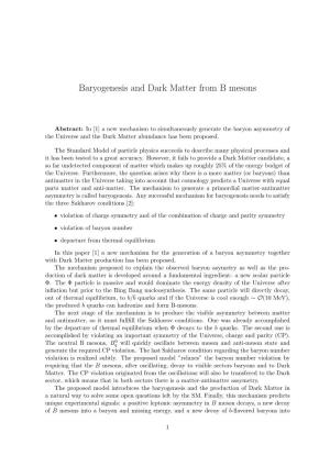 Baryogenesis and Dark Matter from B Mesons