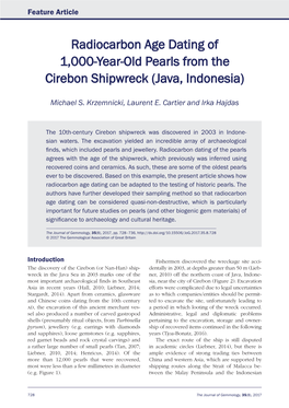 Radiocarbon Age Dating of 1,000-Year-Old Pearls from the Cirebon Shipwreck (Java, Indonesia)