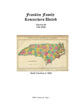Volume 60 Feb 2008 North Carolina in 1822