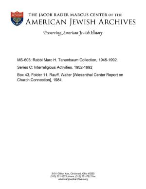 MS-603: Rabbi Marc H. Tanenbaum Collection, 1945-1992. Series C: Lnterreligious Activities. 1952-1992 Box 43, Folder 11 , Rauff