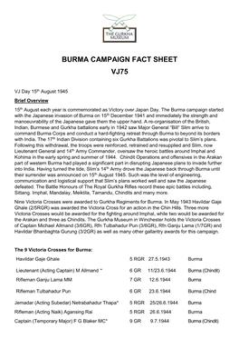 Burma Campaign Fact Sheet Vj75