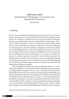 Milde-Biese-Aland Quellenkritische Überlegungen Zu Den Namen Eines Altmärkischen Flusssystems Michael Belitz