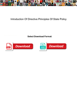 Introduction of Directive Principles of State Policy