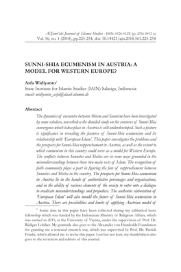 Sunni-Shia Ecumenism in Austria: a Model for Western Europe?