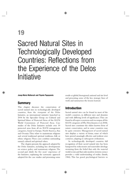 Sacred Natural Sites in Technologically Developed Countries: Reflections from the Experience of the Delos Initiative