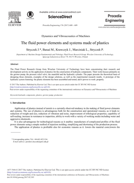 The Fluid Power Elements and Systems Made of Plastics