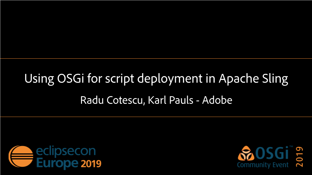 Using Osgi for Script Deployment in Apache Sling