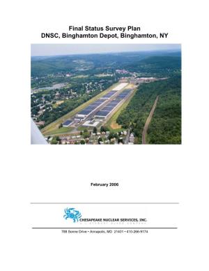 Final Status Survey Plan, DNSC, Binghamton Depot