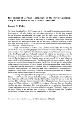 The Impact of German Technology on the Royal Canadian Navy in the Battle of the Atlantic, 1942-1943