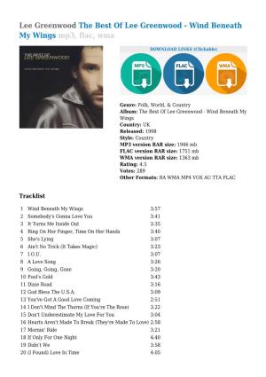 The Best of Lee Greenwood - Wind Beneath My Wings Mp3, Flac, Wma