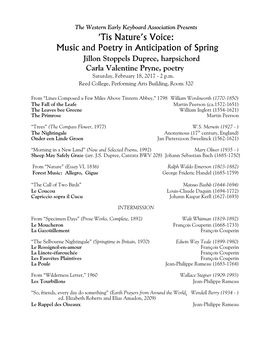 'Tis Nature's Voice: Music and Poetry in Anticipation of Spring