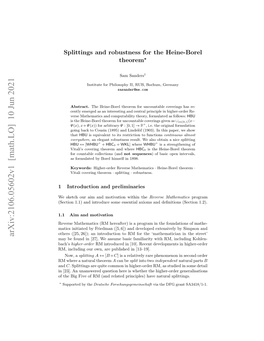 Splittings and Robustness for the Heine-Borel Theorem 3