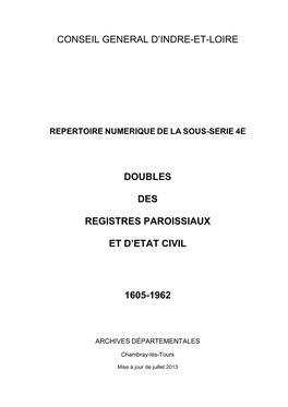 Doubles Des Registres Paroissiaux Et D'etat Civil 1605-1962