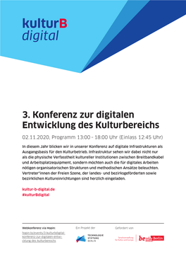 3. Konferenz Zur Digitalen Entwicklung Des Kulturbereichs