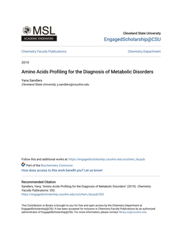 Amino Acids Profiling for the Diagnosis of Metabolic Disorders
